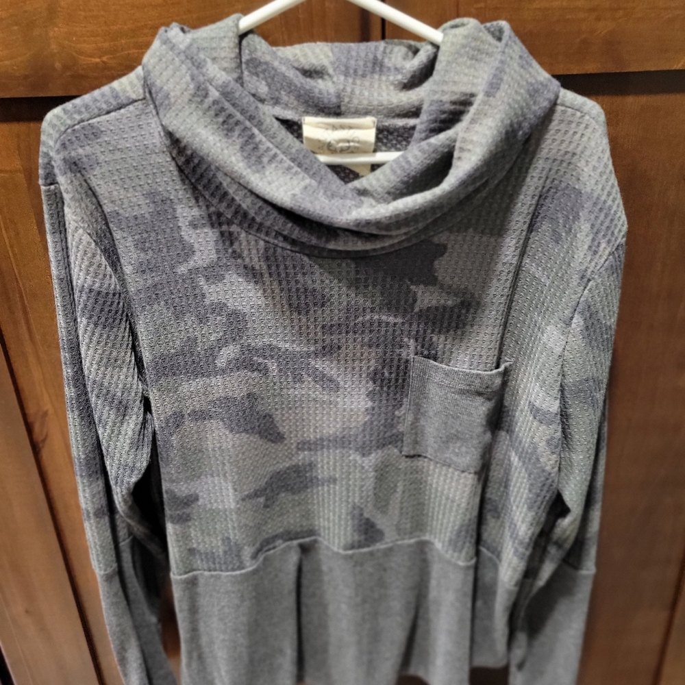 Camo cowel neck shirt